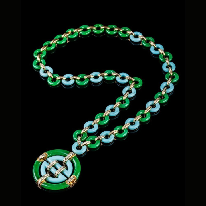 Oriente, Hard stone and diamond necklace